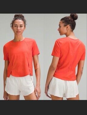 Lululemon Women's 6 - 8 Lightweight Stretch Running T-Shirt Airflow Solar Orange